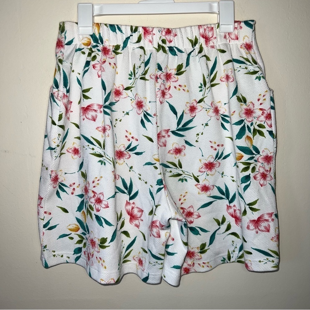Dress Barn White Floral Button-Front Skort with Pink & Green Print - Picture 8 of 11